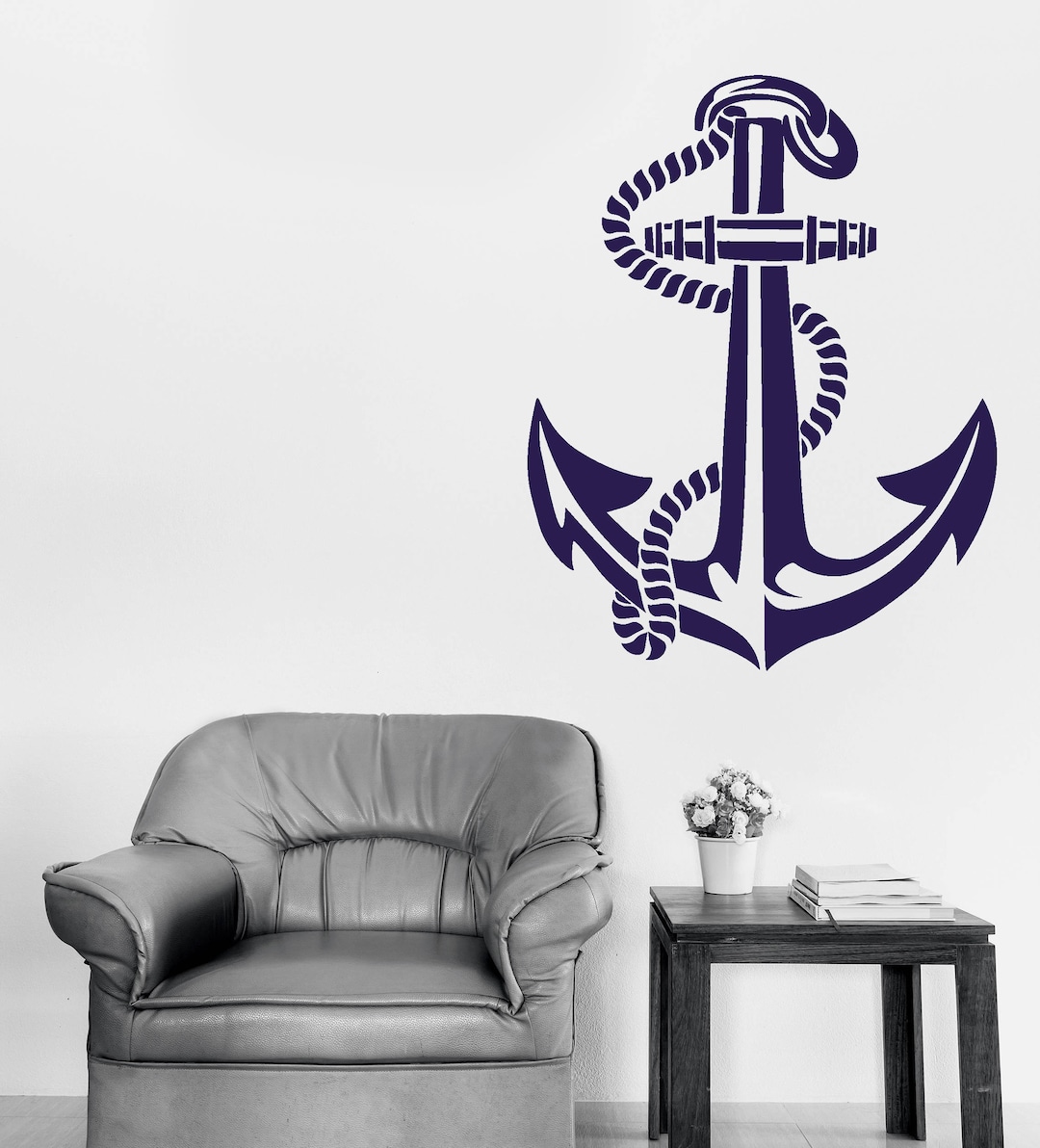 Wall Vinyl Decal Art Nautical Anchor Stencil Sea Ocean Nautical Decor ...