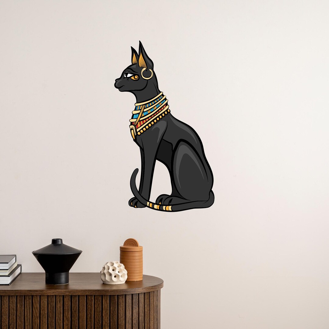 バステト猫の女神のウォールデカール：エジプトの装飾、神話アート