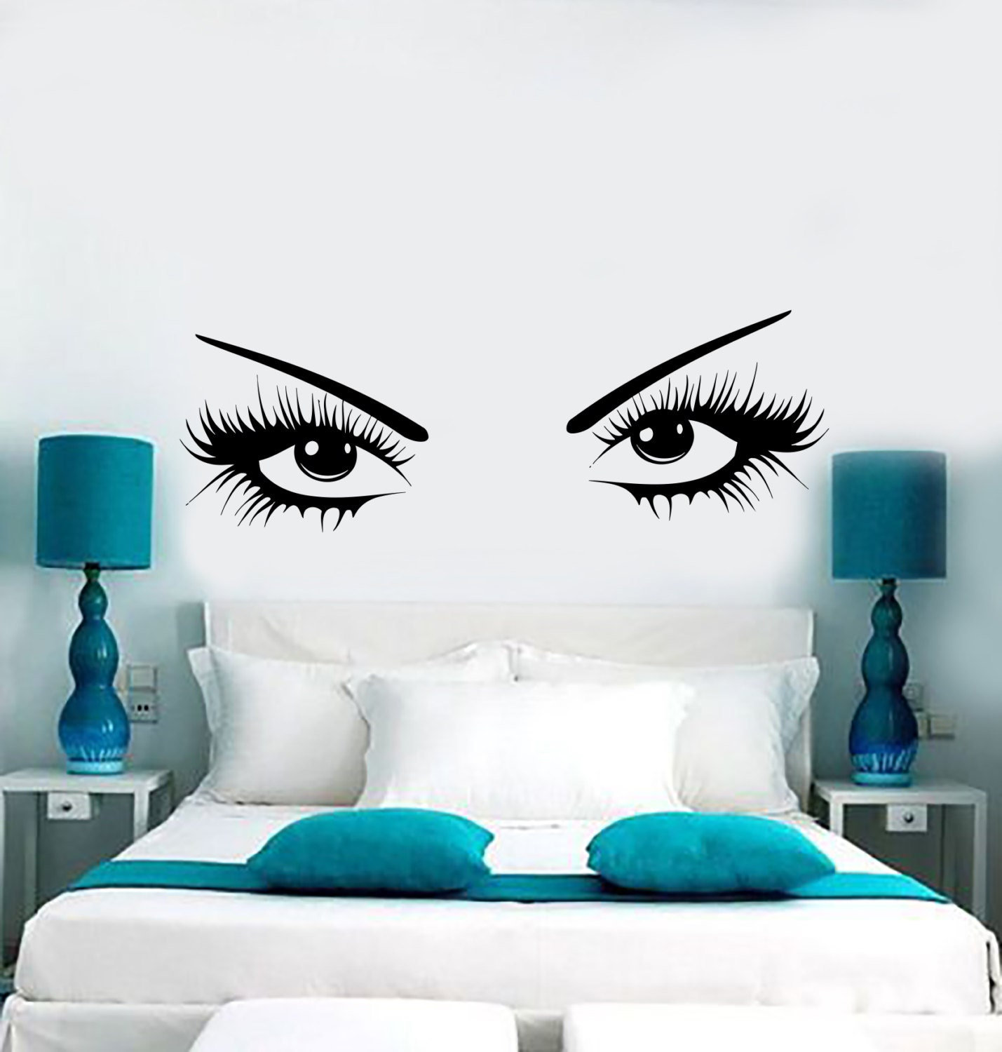 Wandaufkleber „Augen“ Für Beauty Salon – Vinyl Aufkleber 57x67 Cm Schwarz, Abziehbar