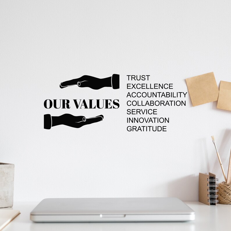 Our Values Vinyl Wall Decal Office Decoration Words Business Teamwork ...
