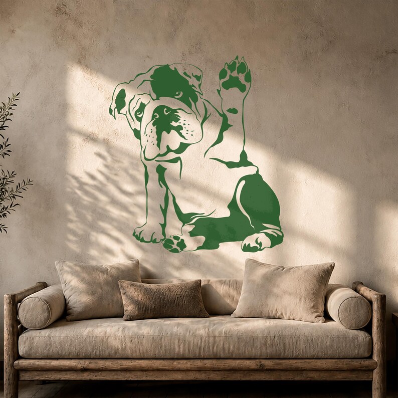 English Bulldog Wall Decal, Dog Art Sticker, Puppy Wall Decor, Bulldog Lover Gift, Pet Dog Room Decor (#3185di) image 4