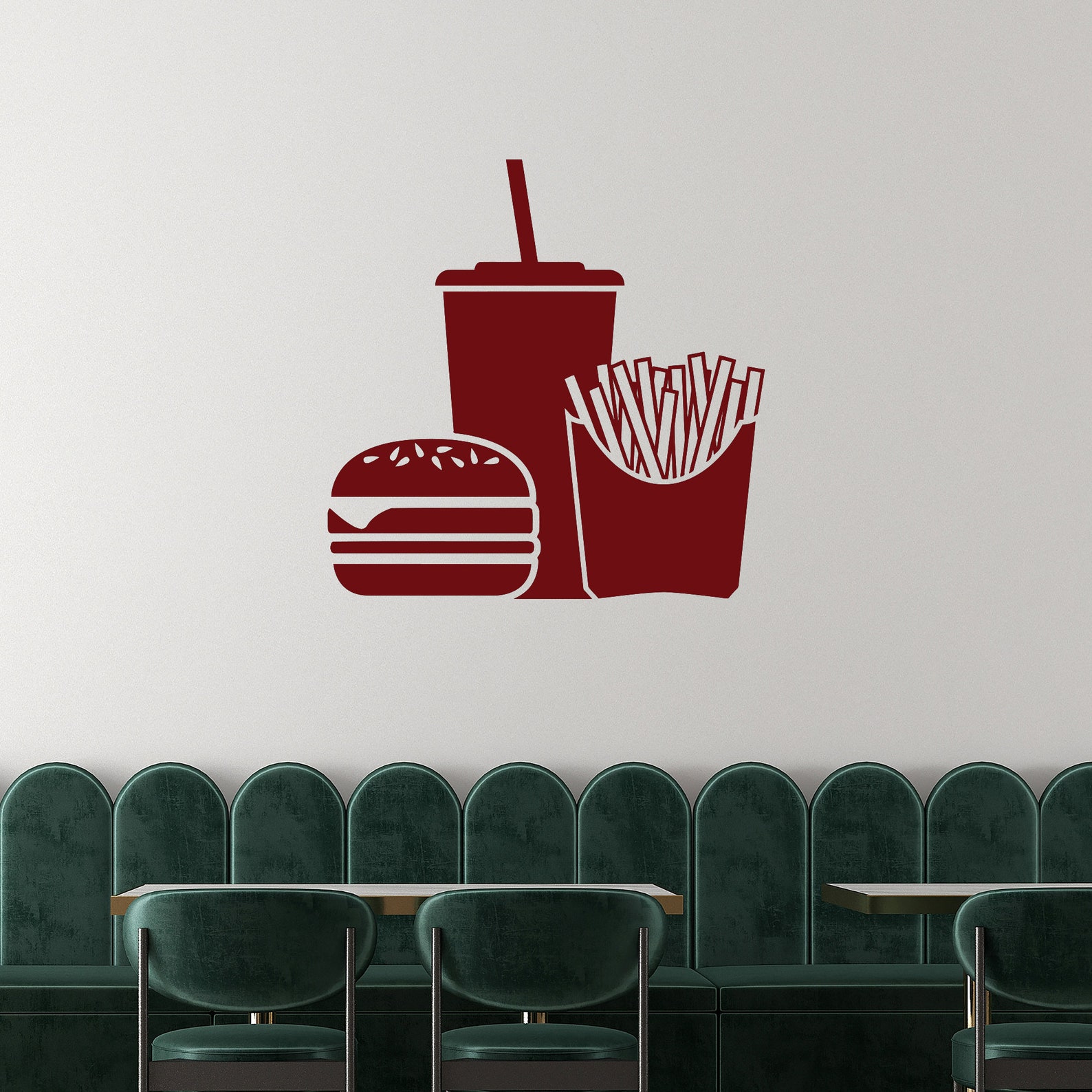 Food Decals Fast Food Wall Vinyl Decal Restaurant Snack Food Court Decor Burger ...