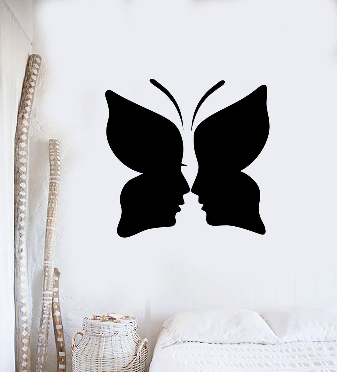 Wall Vinyl Decal Butterfly Kissing Couple Love Romance Abstract Modern ...