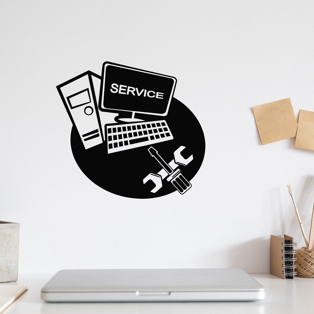 Computer Vinyl Wall Decal Laptop Service PC Repair Technology Repair ...