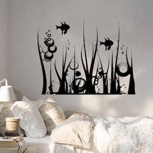 Wall Vinyl Decal Sea Ocean Aquatic Marine Sea Weed and Fish Nautical ...