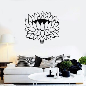 Wall Vinyl Decal Flower Lotus Padma Symbol Ornament Yoga Studio Floral ...