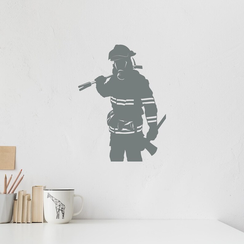 Firefighter Vinyl Wall Decal Fireman Axe Fire Dept Fire Rescue