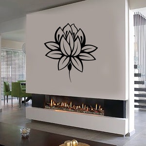 Wall Vinyl Decal Flower Lotus Padma Symbol Ornament Yoga Studio Floral ...