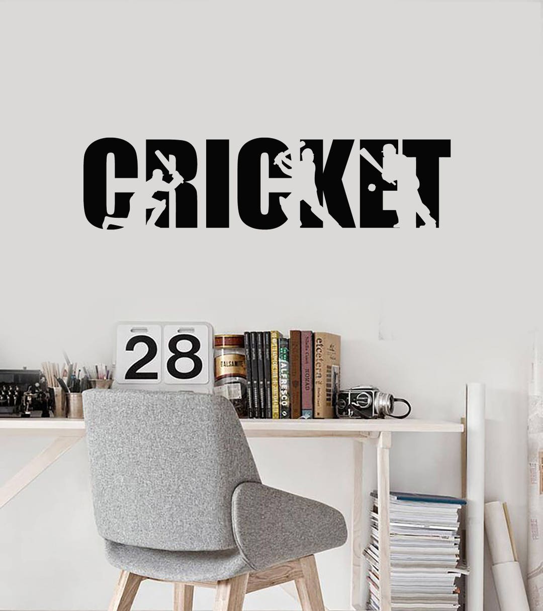 Cricket Vinyl Wall Decal Lettering Player Sports Art Room Decor ...