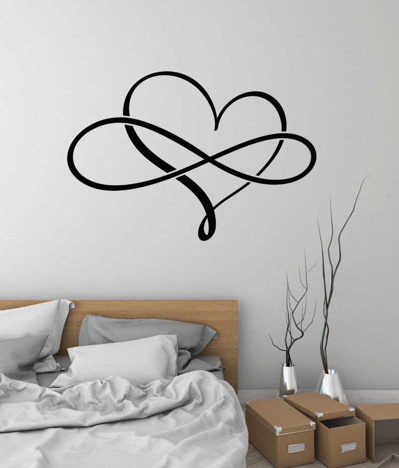 Infinity Love Vinyl Wall Decal Heart Romantic Art Bedroom Stickers ...