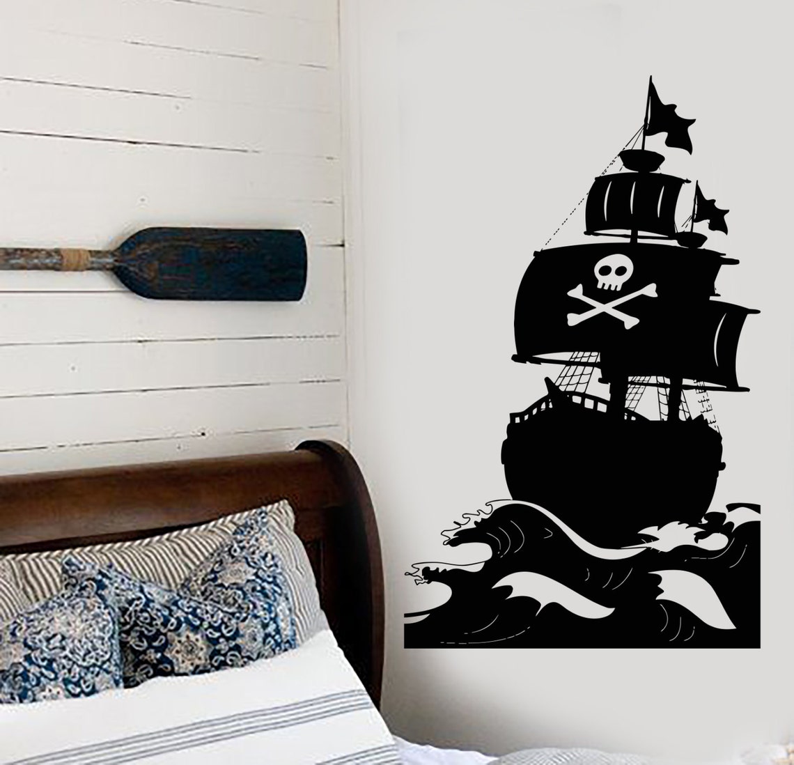 Wall Vinyl Decal Sea Pirate Sail Ship Boat Yacht Clipper Brigantine ...