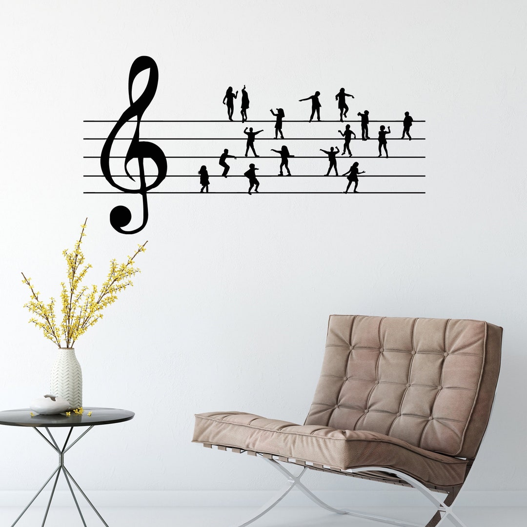 Piano Vinyl Wall Decal Musical Key Treble Clef Music School Stickers ...