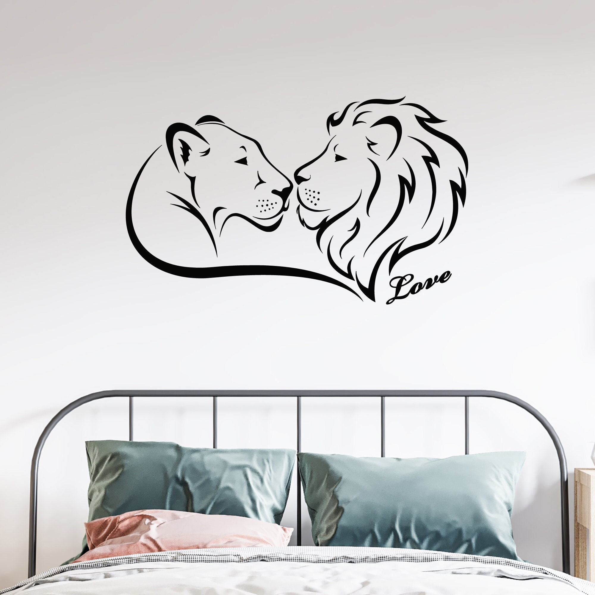 Love Vinyl Wall Decal Couple African Animals Lioness Leo Stickers Mural ...