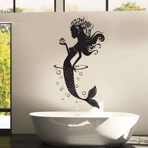 Wall Vinyl Decal Bathroom Mermaid Nautical Ocean Sea Mural Art For Decal (#1007d)