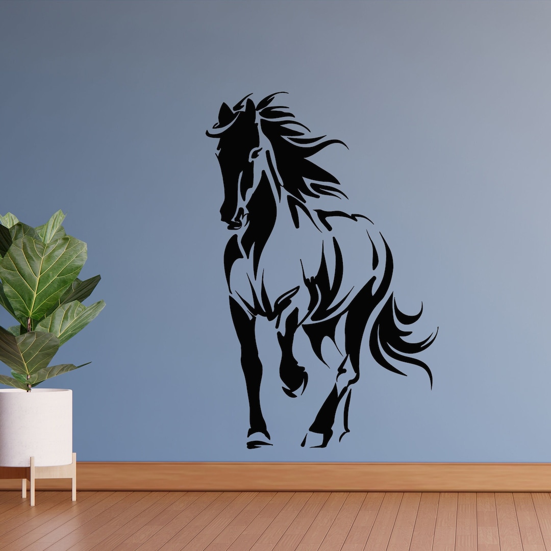 Animal Vinyl Wall Decal Horse Stallion Silhouette Mustang Etsy
