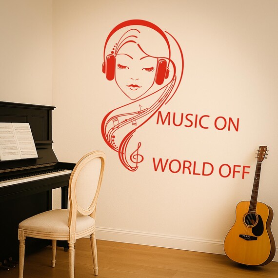 【段ボールペイント】Do you have words to leave? Wall Vinyl Decal Music on World off Quote Teenage Girl in