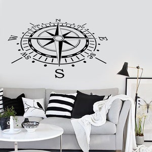 Wall Vinyl Decal Compass 3D Ornament Nautical Marine Science Traveling Modern Beach Home Decor (#1122dz)