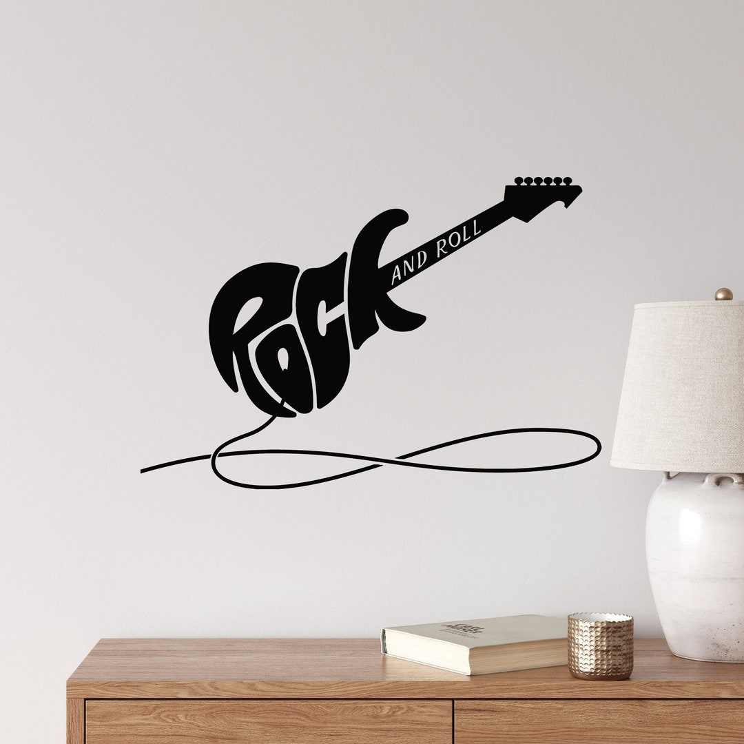 Electric Guitar Vinyl Wall Decal Rock&roll Musical Instrument Stickers ...