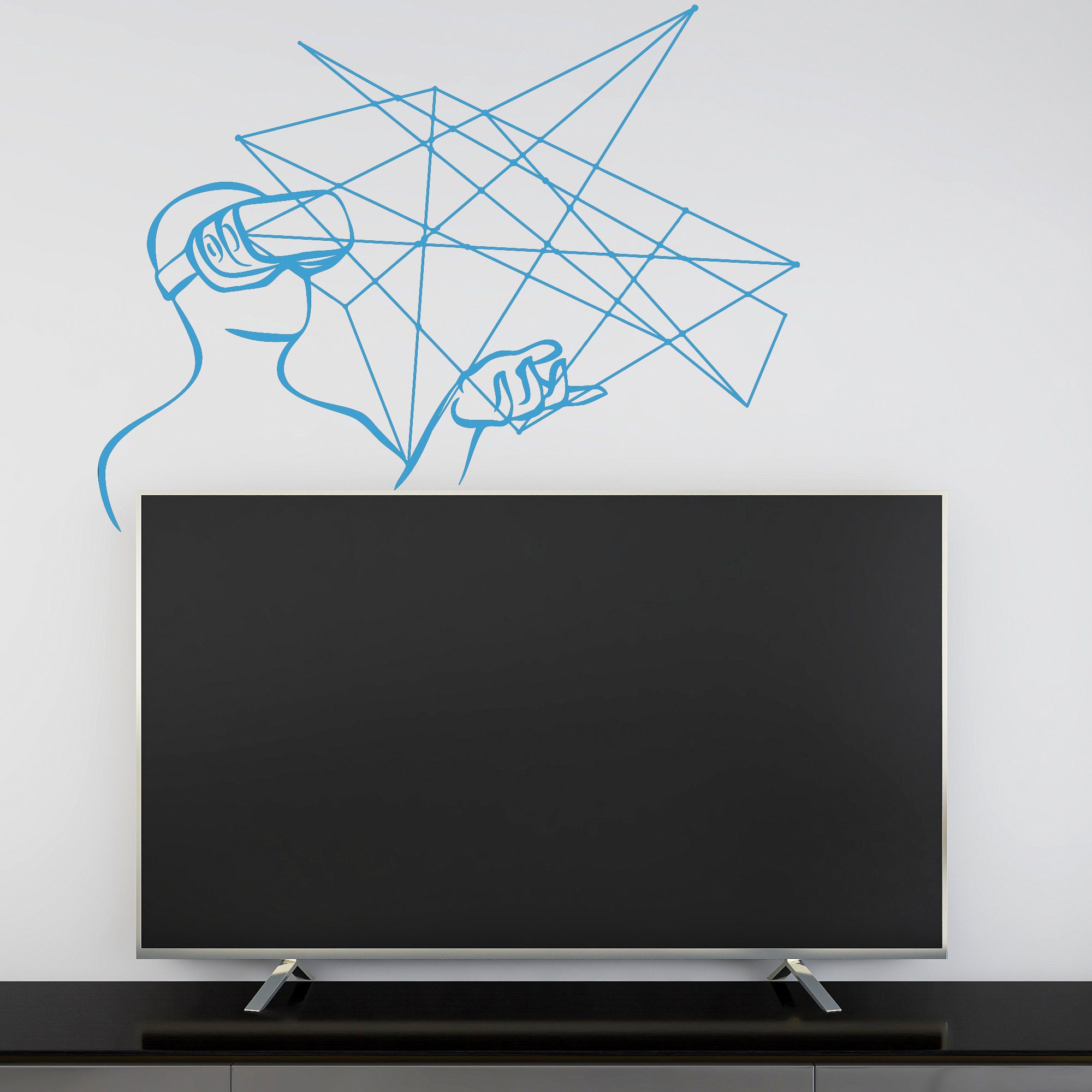Vr Building Decal Virtual Reality Headset Wall Vinyl Decal Future Technology Gadget Video ...