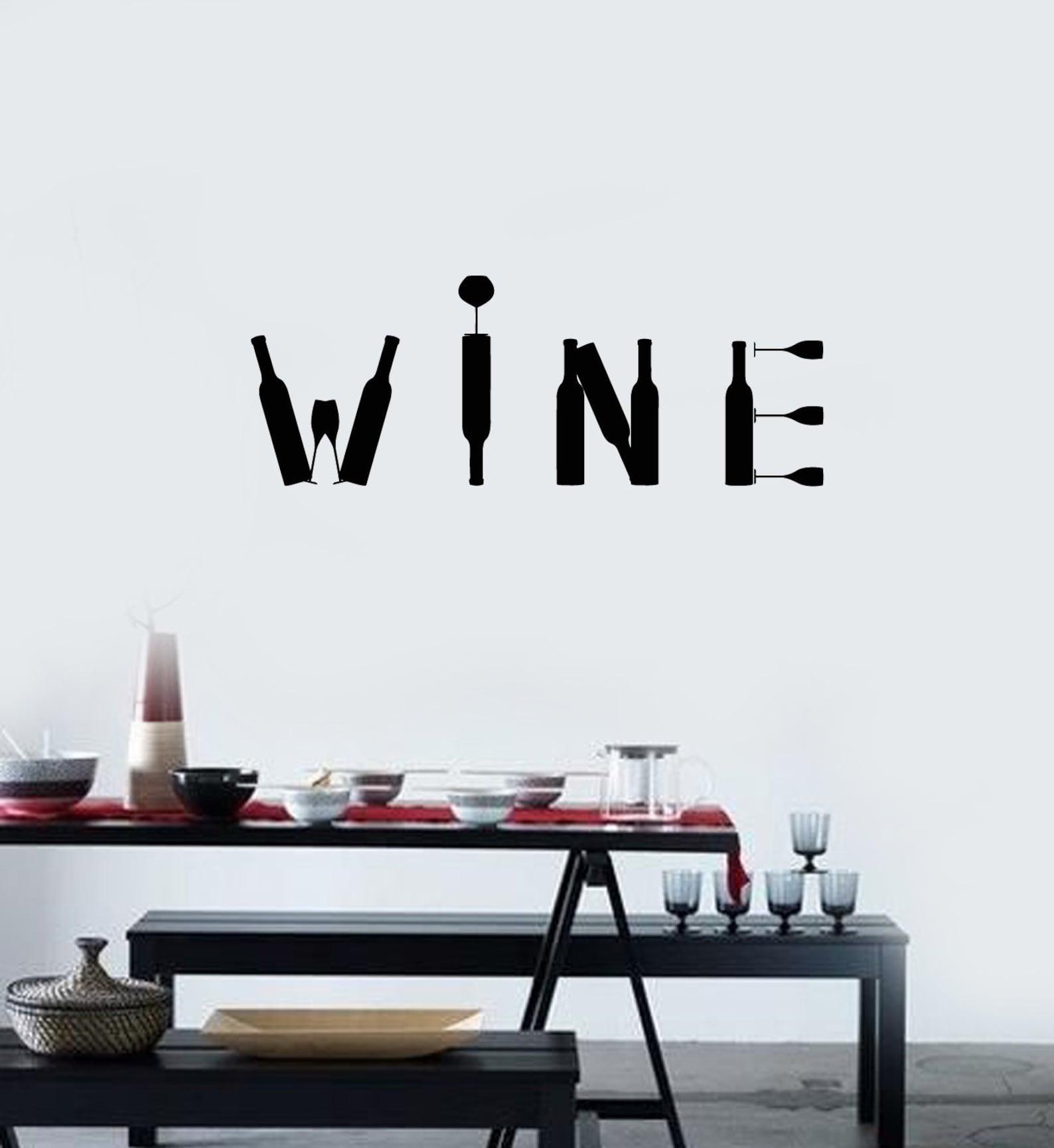 Wine Vinyl Wall Decal Bottles Alcohol Bar Restaurant Decor Etsy