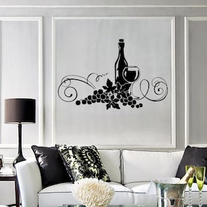Wall Vinyl Decal Wine Vine Restaurant Kitchen Bar Cool Decor 1916di