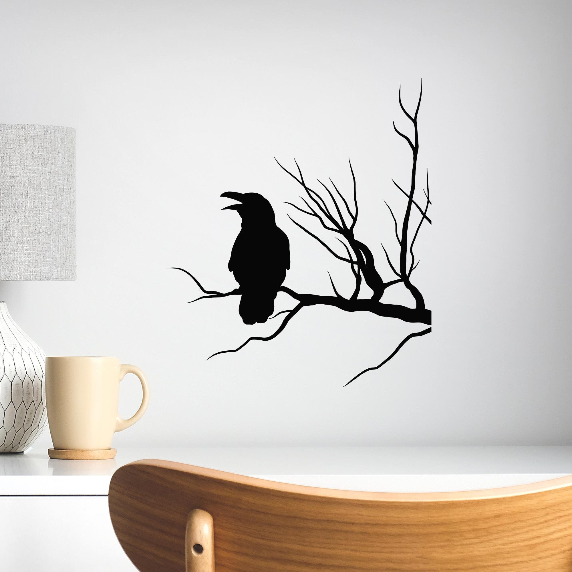 Halloween Fensteraufkleber – 4 Bögen Mit Schwarzen Krähen & Zweigen (gothic, Wiederverwendbar)