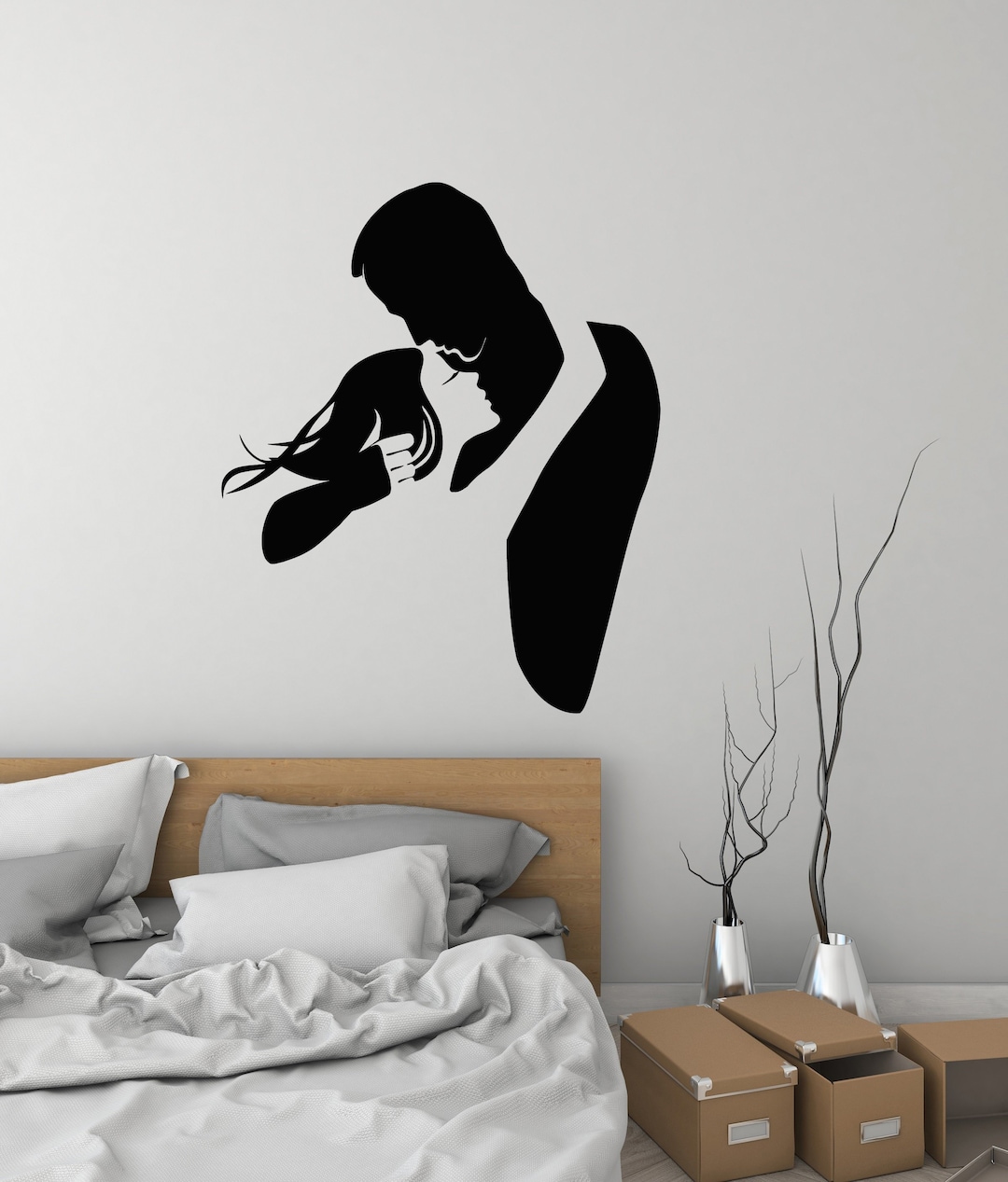 Loving Couple Vinyl Wall Decal Bedroom Romantic Adult Etsy