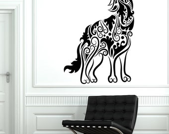 Add Some Wild Vibes! Tattoo Style Wolf Vinyl Sticker For Wall, Window, Or Laptop