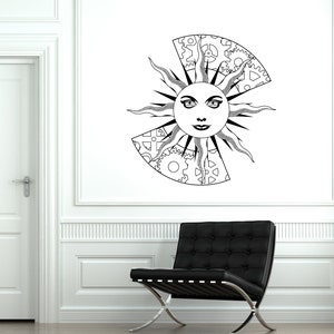 Wall Decal Sun Space Wheel Gear Ornament Tribal Mural Vinyl Decal