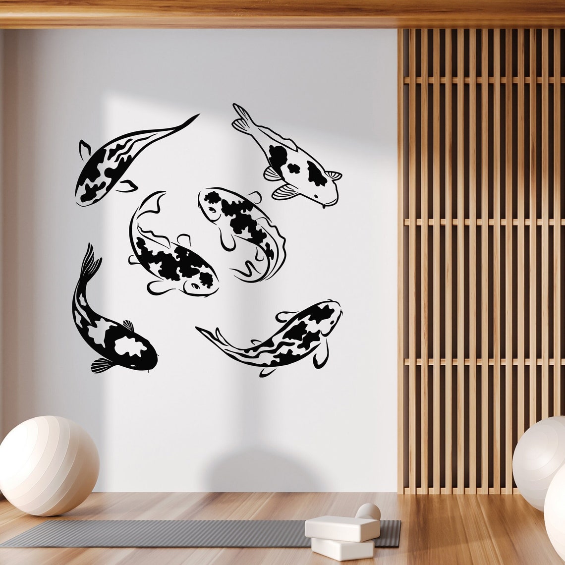 Fishes Vinyl Wall Decal Asian Style Koi Carp Sea Aquarium Stickers ...