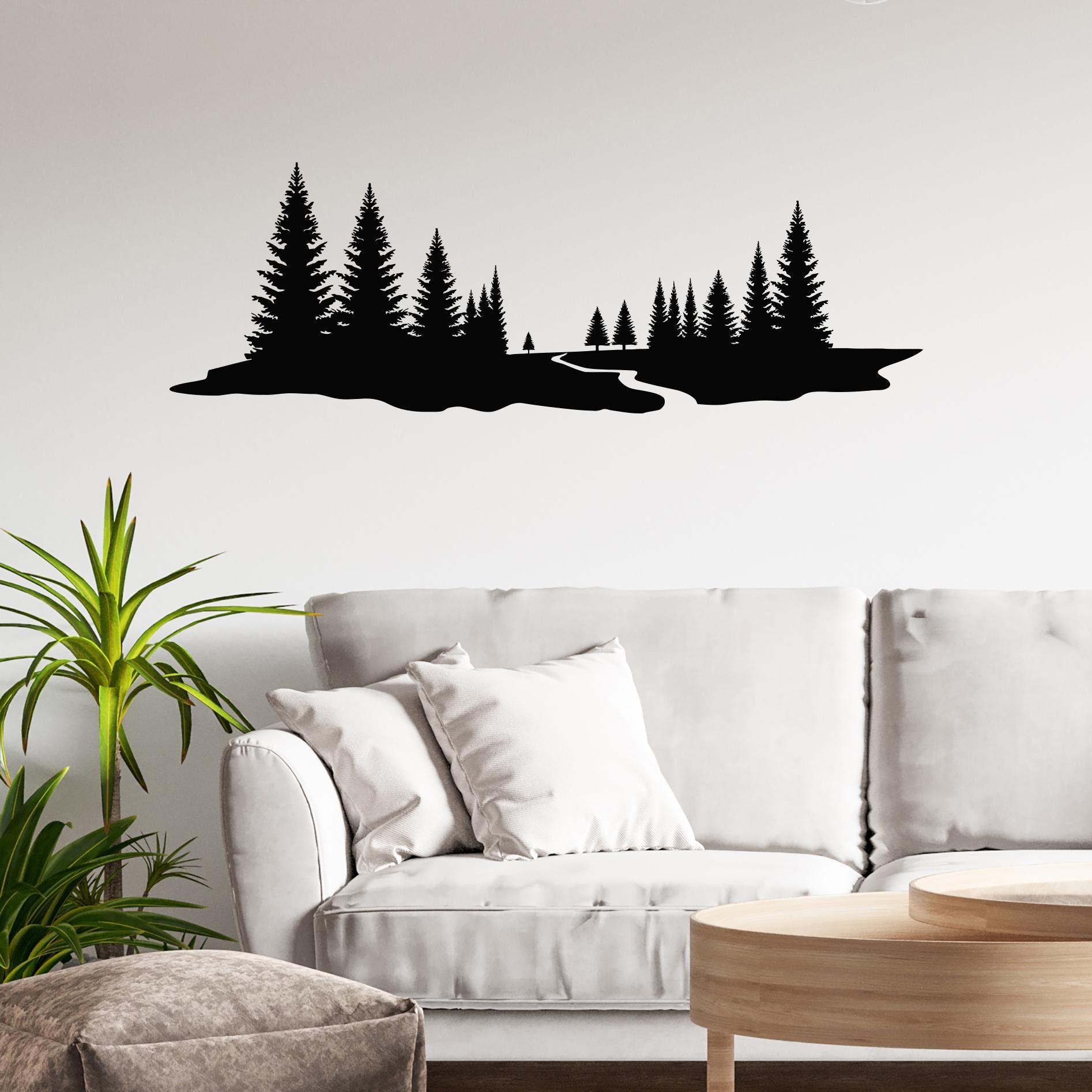 Forest Vinyl Wall Decal Woodland Nature Outdoor Decoration Trees ...