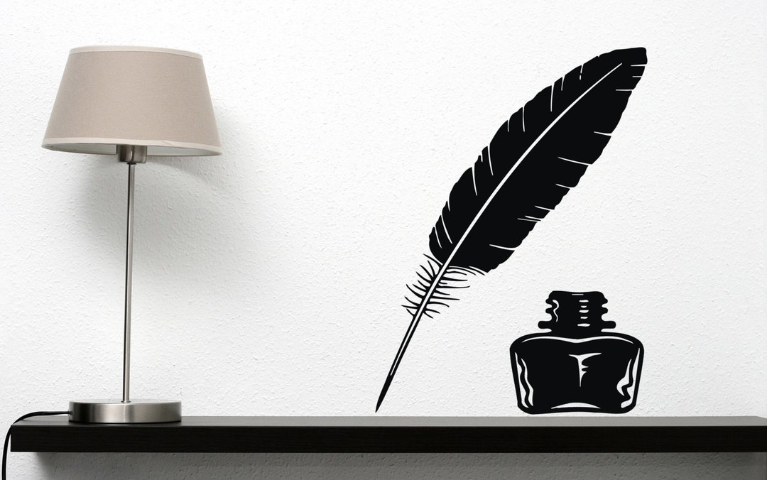 Wall Vinyl Decal Feather Quill Ink Pen Middle Ages Etsy