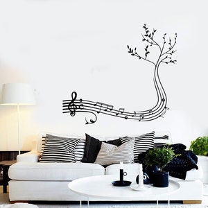 Wall Vinyl Music Notes Tree Cool Guaranteed Quality Decal Mural Art 1544dz
