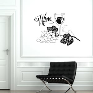 Wall Vinyl Decal Bottle Of Wine Glass Grape Decor for Kitchens Dining Rooms Wine Cellars Guaranteed Quality Sticker 2059di