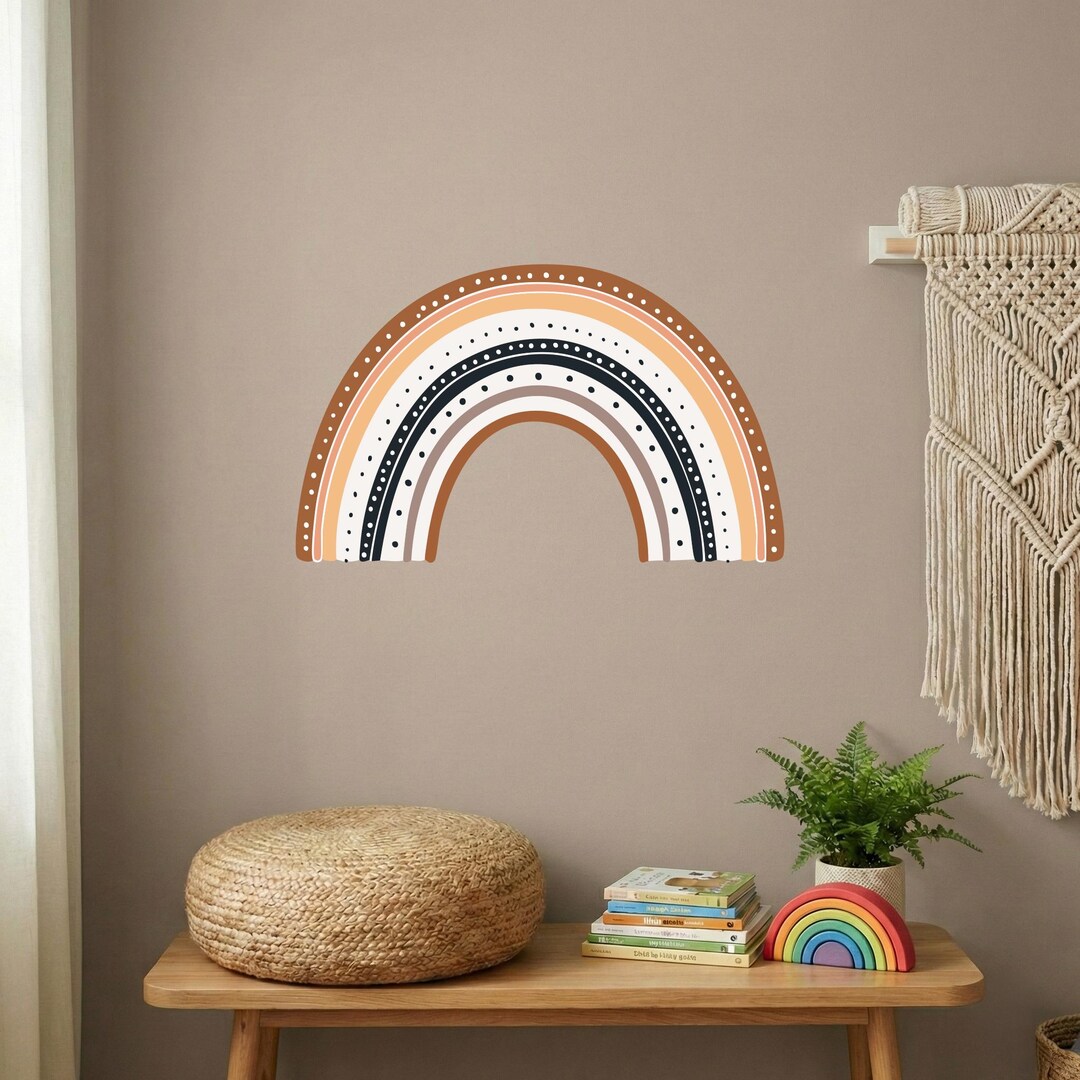 Boho Rainbow Wall Decal for Nursery, Neutral Arch Vinyl Decor for Baby ...