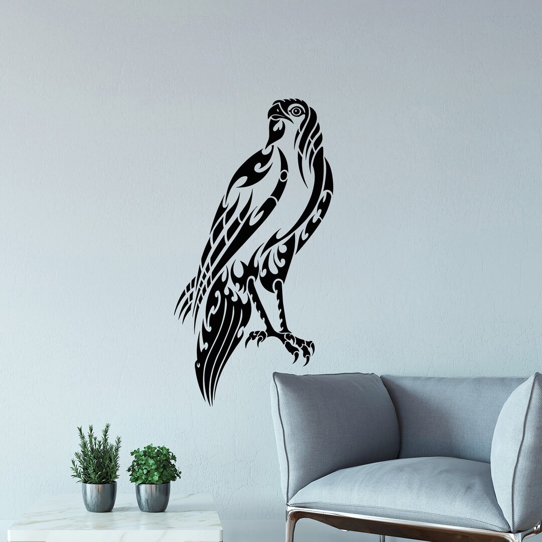 Bird Vinyl Wall Decal Falcon Hawk Feathers Wild Freedom Stickers Mural ...