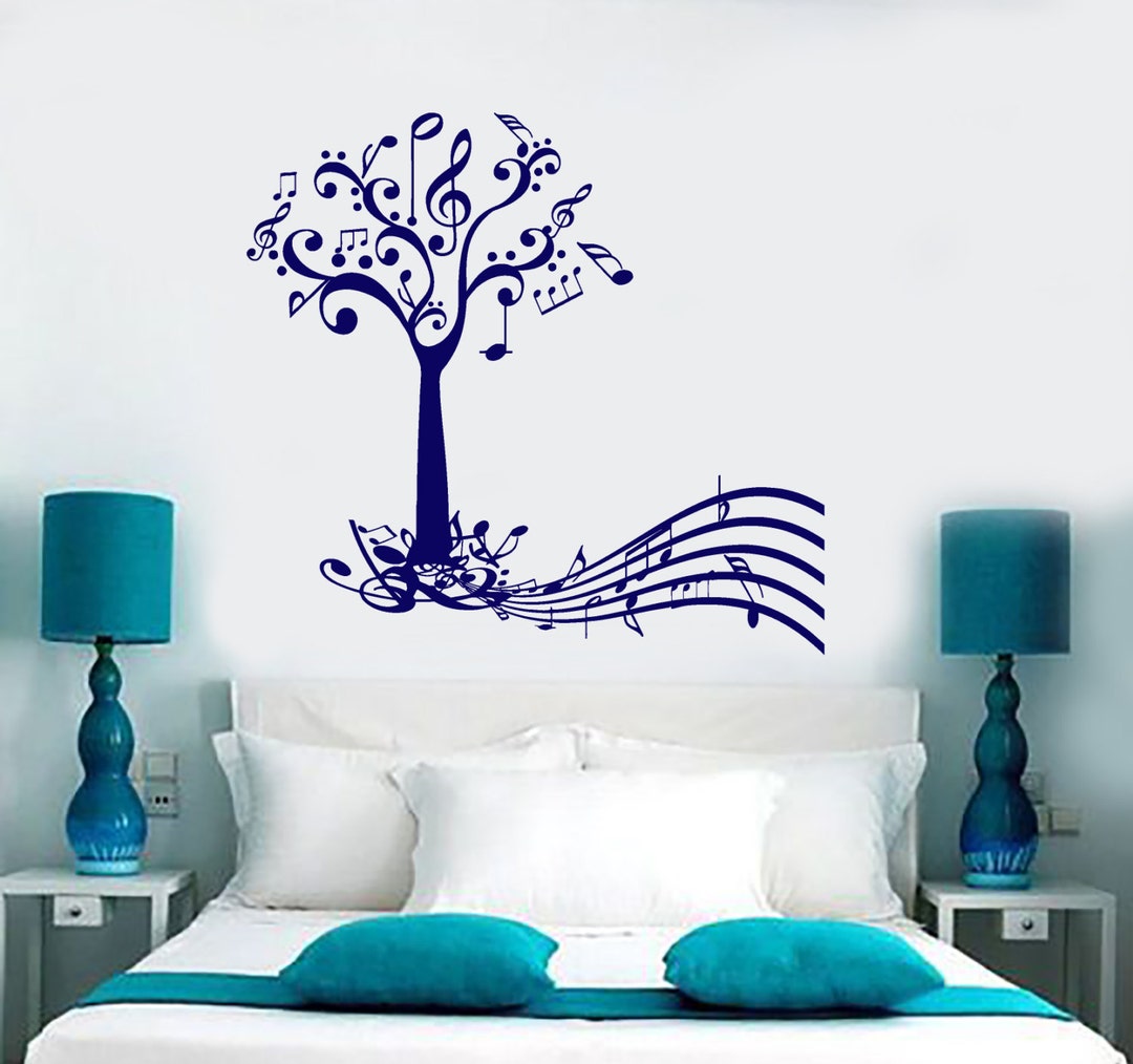 Tree Note Wall Wall Vinyl Decal Music Tree With Notes and Musical Key Note Paper ...