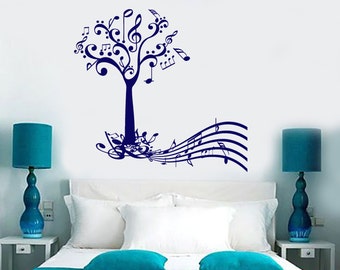 Wandtattoo Musikbaum mit Noten und Notenpapier Abstraktes Modernes Wohndekor 1196dz