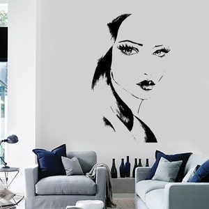 Wandtattoo Fashion Mädchen mit schönem Gesicht Vinyl Sticker Art 1413dz