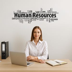 Human Resources Vinyl Wall Decal HR Department Specialist Office Space Room Decoration Business Words Window Art Stickers Mural (#6223di)