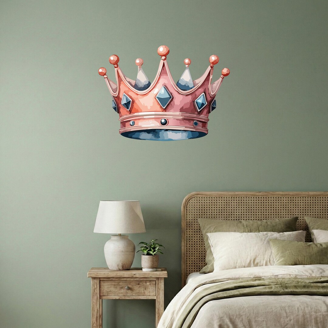 Queen Crown Wall Decal, Elegant Pink Nursery Vinyl Decor, Princess Room ...