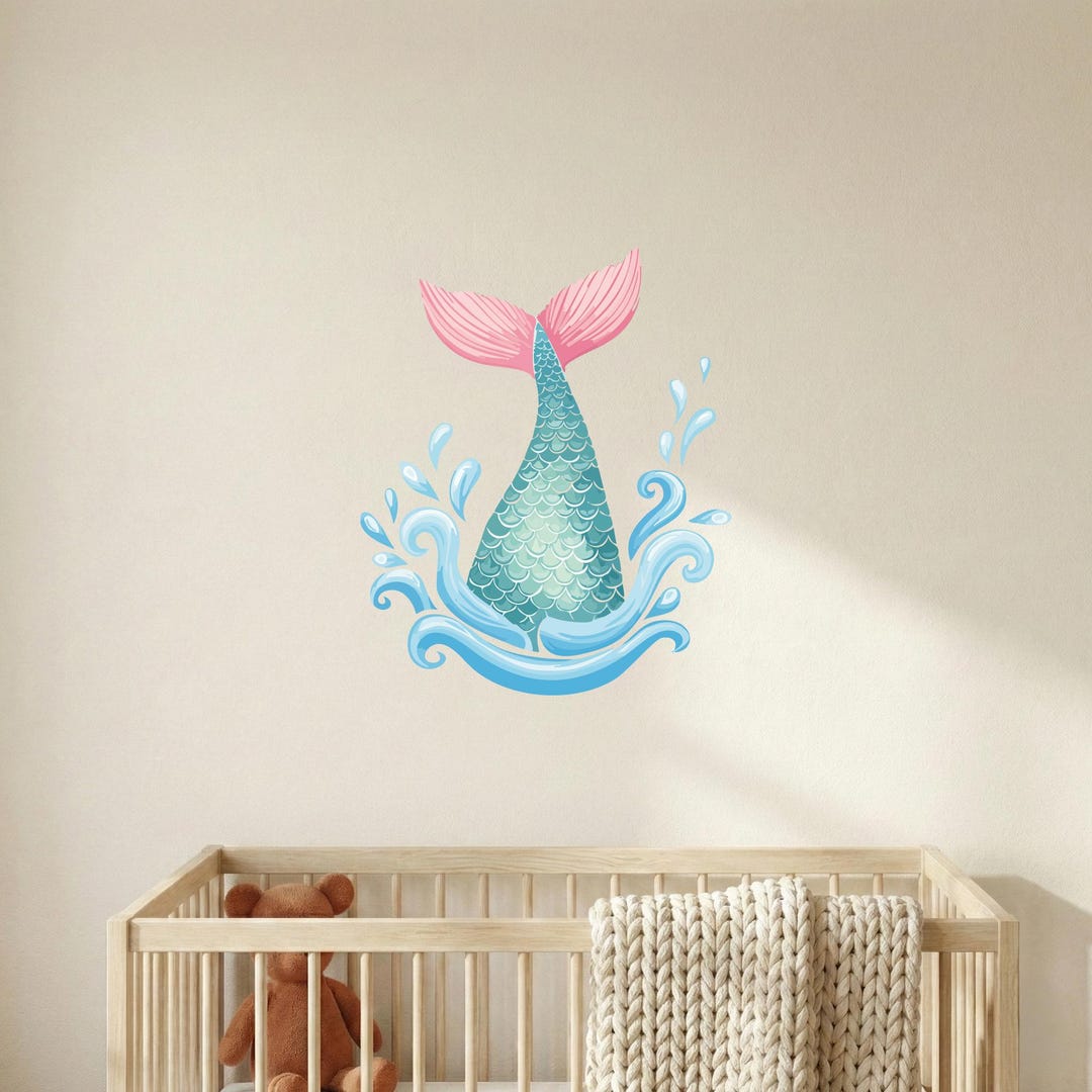 Mermaid Tail Vinyl Wall Decal, Ocean Nursery Wall Art, Underwater Decor ...