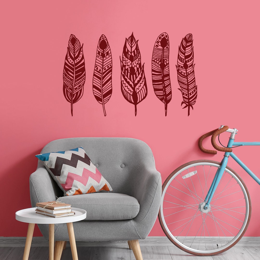 Bird Feathers Wall Vinyl Decal Bedroom Ethnic Home Decor Boho Style ...