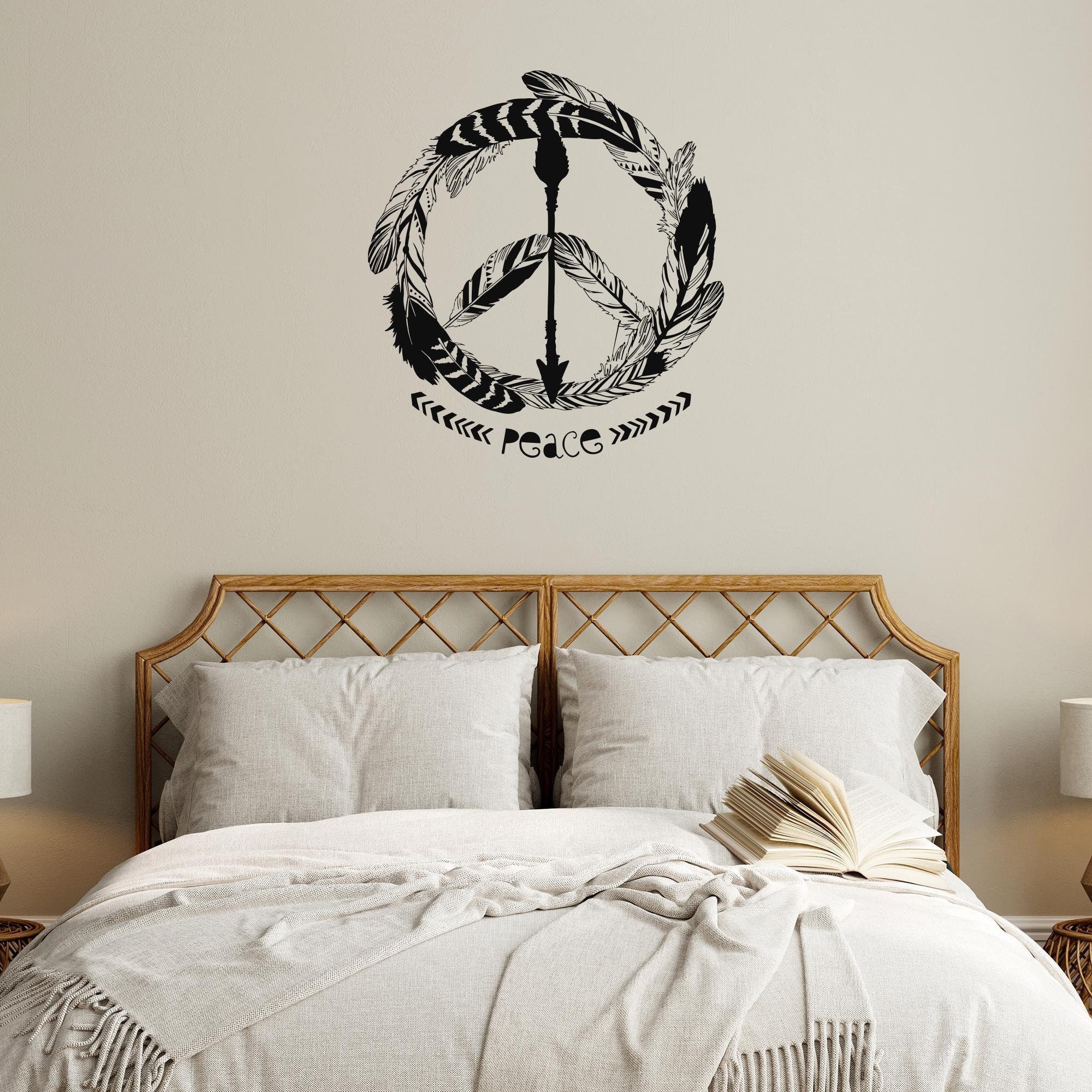 Vinilo decorativo con plumas, flecha de la paz, hippie, estilo bohemio, para  dormitorio, decoración moderna del hogar (#3038di) - Etsy México, image size:2000x2000