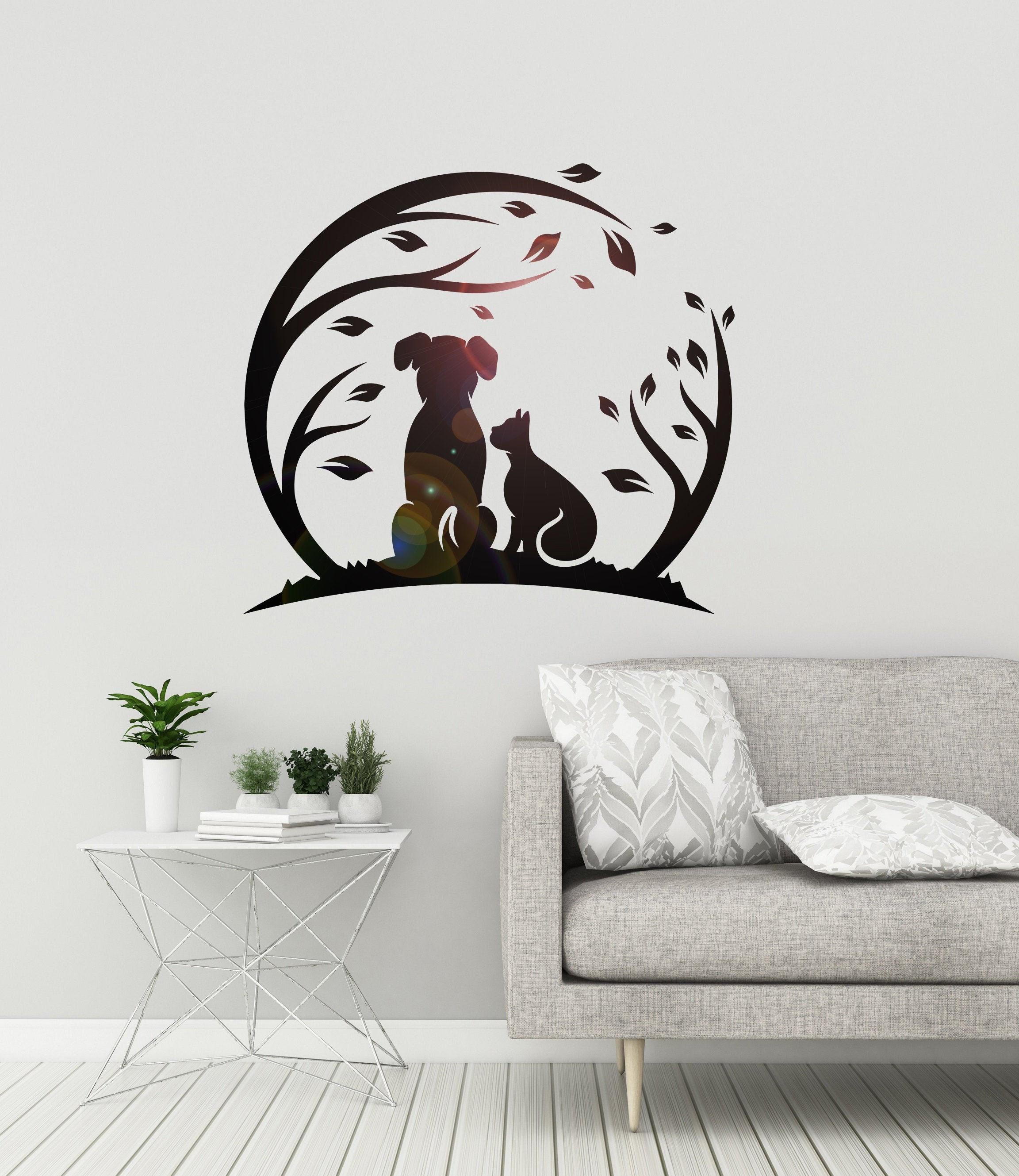 Hund Schönheit Kunst Wandaufkleber – Vinyl, 48x67 Cm, Dunkelblau, Wasserfest, Für Salon, Haus & Fenster