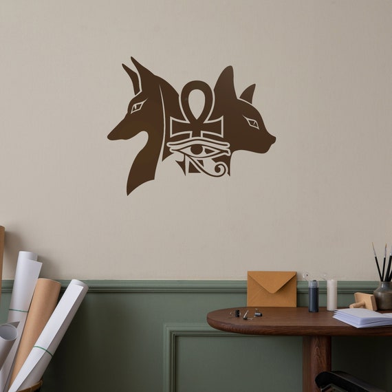 Egyptian Gods Vinyl Wall Decal Anubis Bastet Ancient Egypt Room Decor Stickers Mural (#3197da)