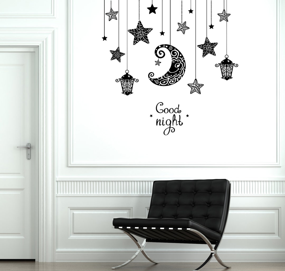 Wall Decal Moon Stars Light Romantic Sticker Bedroom Vinyl Decal 1891dz ...