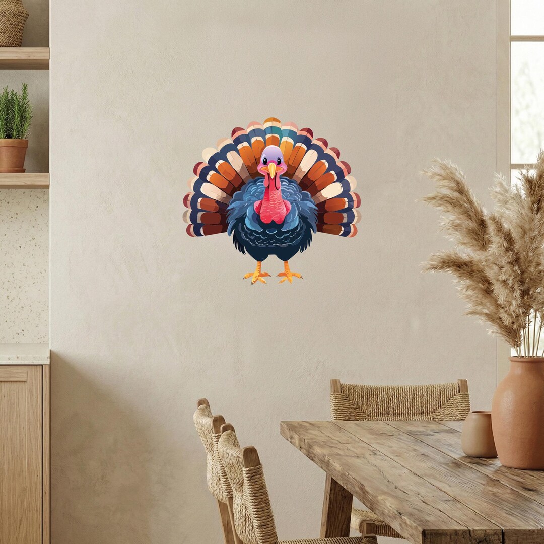 Turkey Vinyl Wall Decal, Colorful Farm Bird Wall Art for Nursery and ...