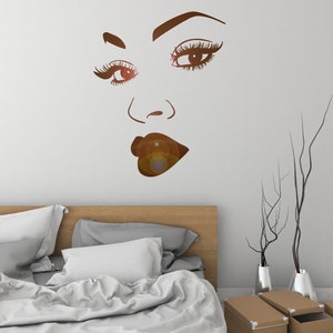 Female Beauiful Face Vinyl Wall Decal African Woman Girl Sexy Lips Eyes Stickers Mural 3156da image 2