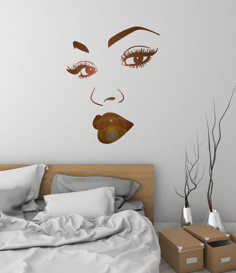 Female Beauiful Face Vinyl Wall Decal African Woman Girl Sexy Lips Eyes Stickers Mural 3156da image 2